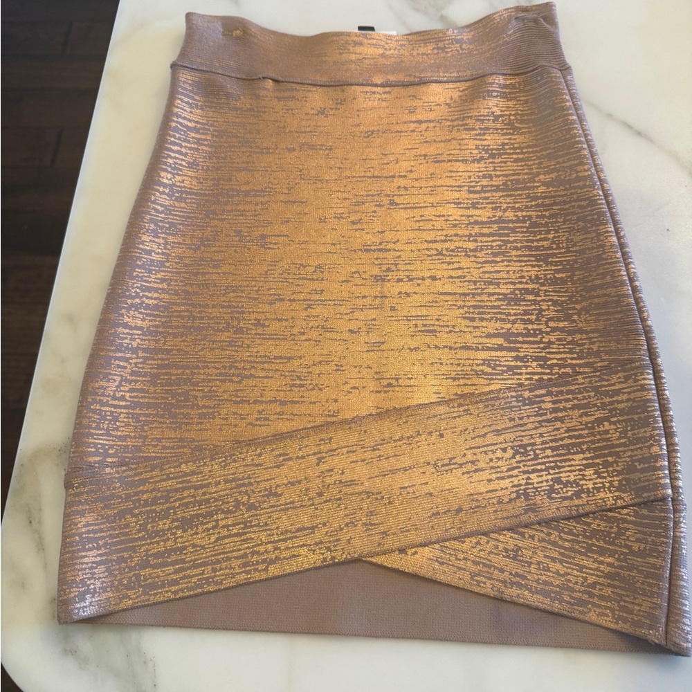 BCBGMaxAzria Metallic Rose Mini Skirt